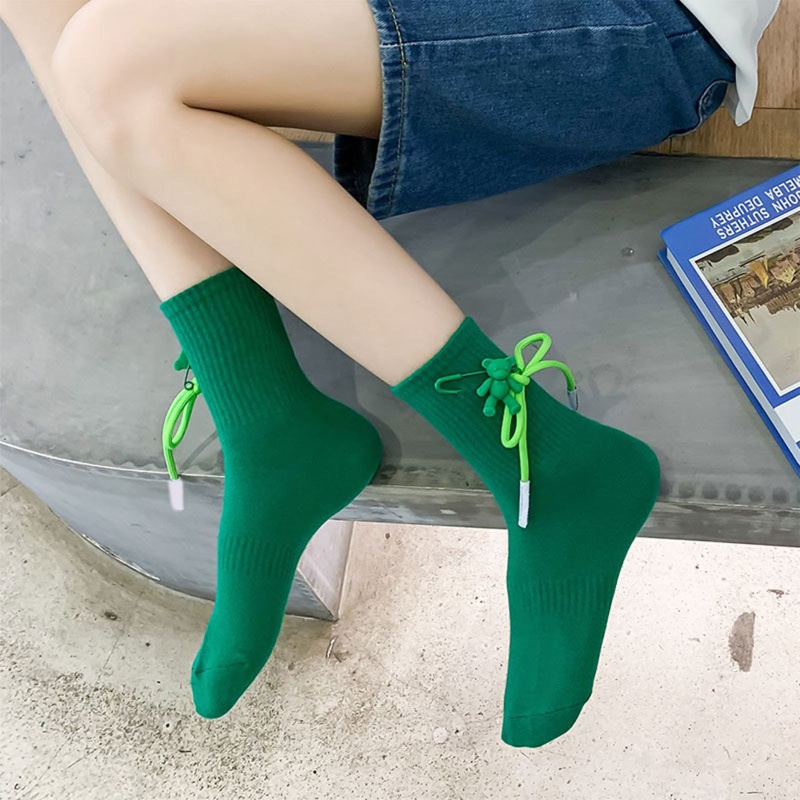 Xixi Đôi Vớ Cotton Thoáng Khí Họa Tiết Gấu Hoạt Hình Sáng Tạo Vui Nhộn Dành Cho Nữ