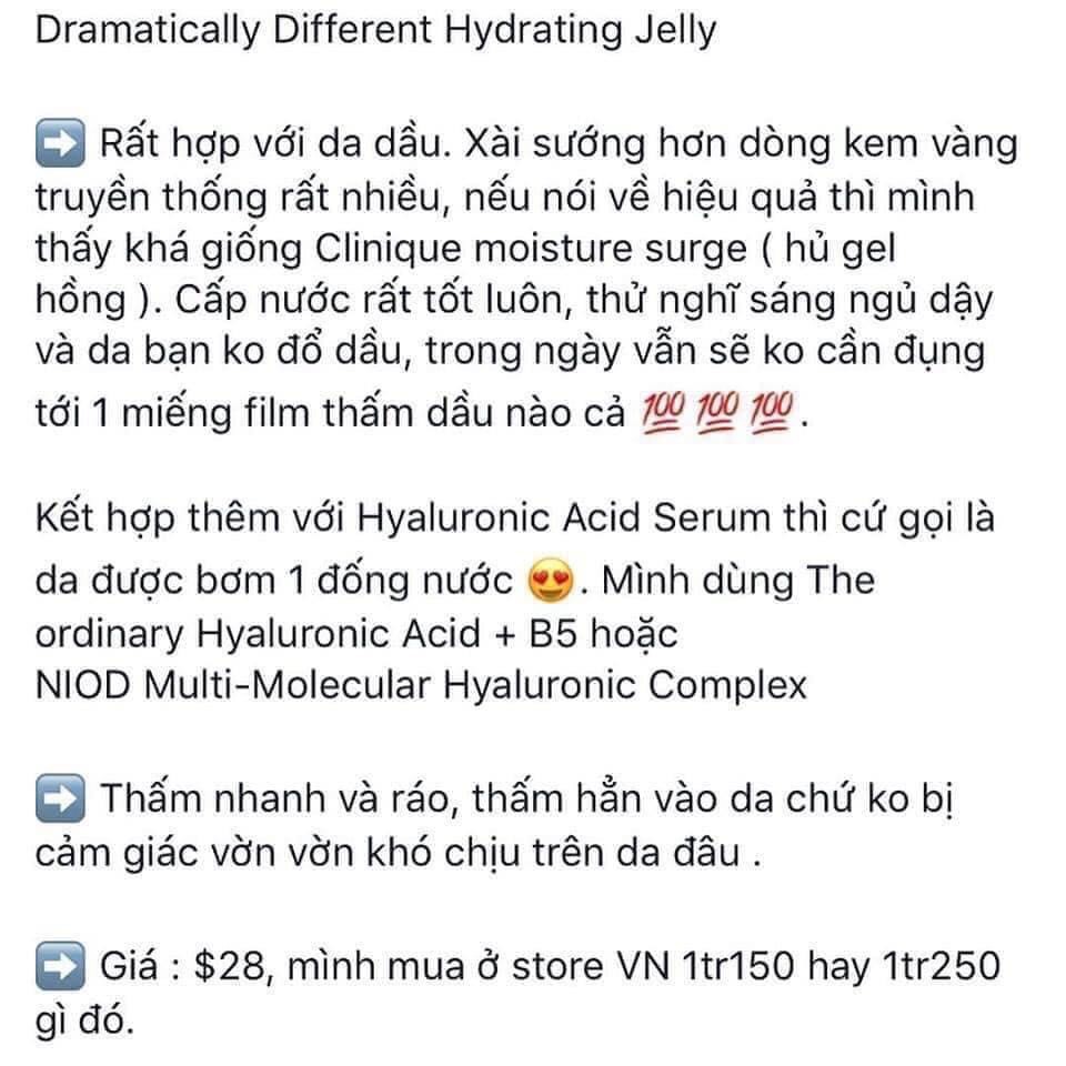 Gel Dưỡng Trong Suốt Clinique Dramatically Different™ Hydrating Jelly 125ml Chuẩn Chính Hãng