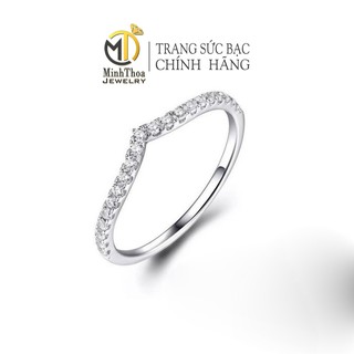 Nhẫn bạc nữ đẹp, kiểu nhẫn đính đá nhỏ bạc ta đơn giản, trang sức Minh Thoa JEWELRY