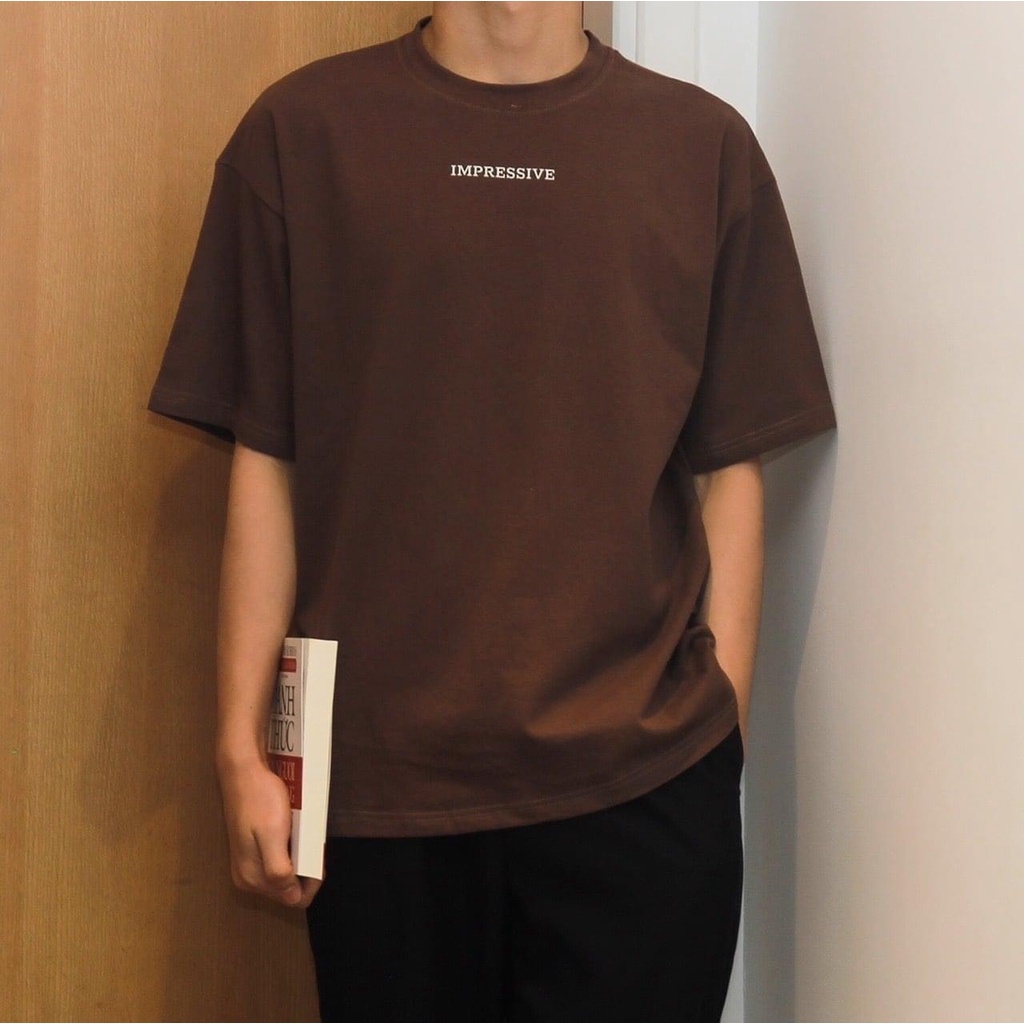 Áo thun nam nữ Unisex IMPRESSIVE , áo phông tay lỡ form rộng vải cotton Hàn Quốc