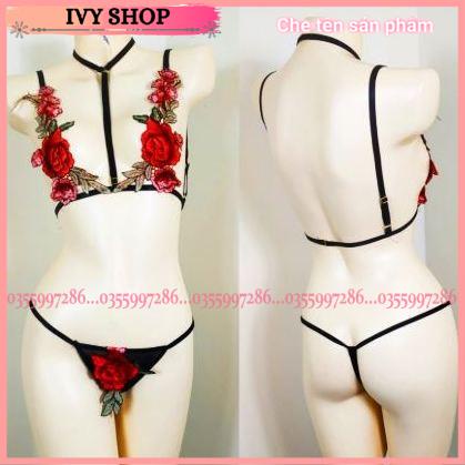 Váy Ngủ Sexy Voan Xuyên Thấu Vá Bộ Đồ Lót Thêu Hoa Gợi Cảm Đầm Ngủ Mã: VNH003 - Bikini Mã BiHoa - Ivyshop