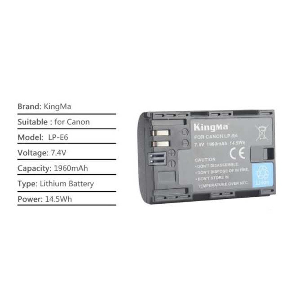 Sạc, pin kingma LP-E6 Cho canon 60D, 70D...