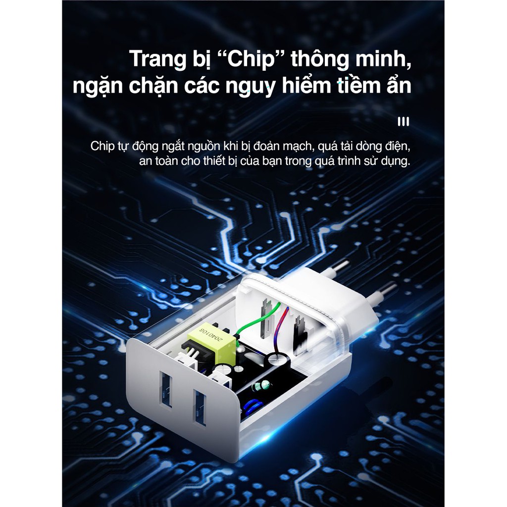 Baseus Speed Mini Bộ Sạc Nhanh Hai Cổng USB Cho Iphone Ipad Bộ sạc du lịch tiện lợi