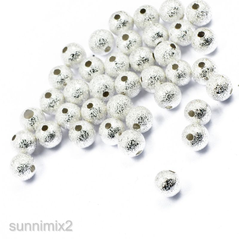 10 hạt kim loại nhám mạ bạc 6mm làm vòng tay (giá sỉ)