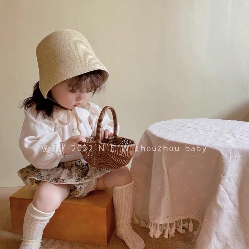 Mũ cói cho bé gái_