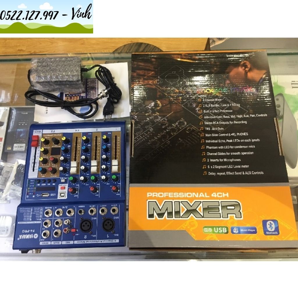 Mixer Yamaha F4 Pro - Tích hợp vang số 16 chế độ vang- Chuyển đổi thành soundcard livestream karaoke - Gia Khang shop