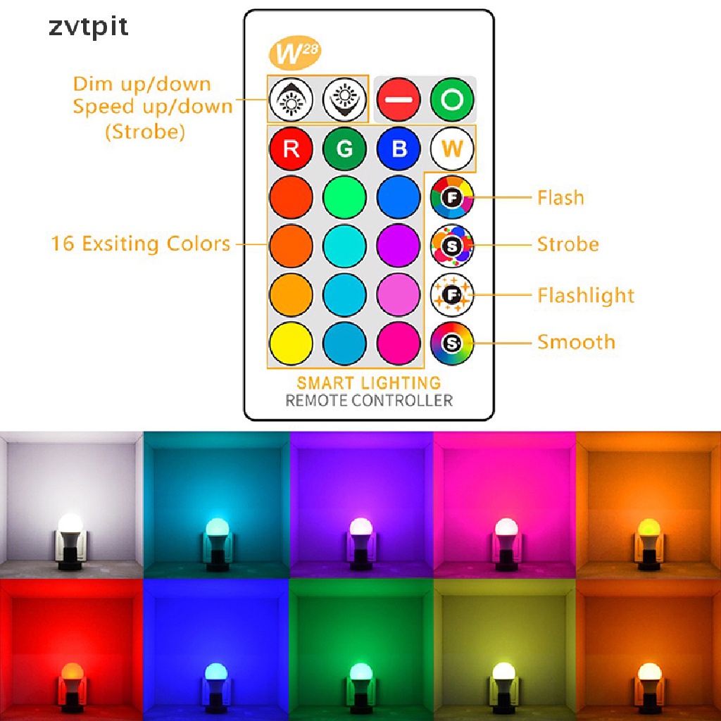 [ZVPT] E27RGBW Bulb Lights 15W RGB Changeable Colorful LED Lamp With Remote Memory Mode DSF