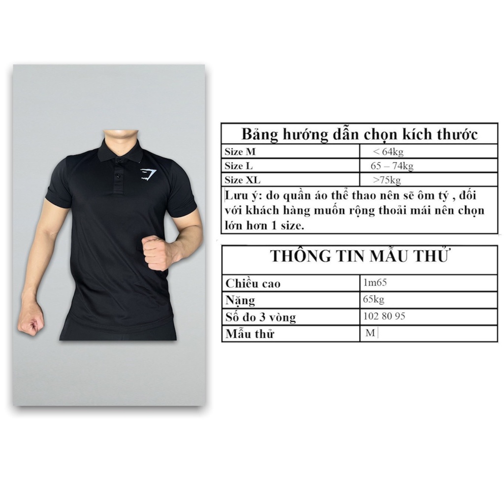 Áo polo nam tập gym DO GYM SHOP thun cá sấu thoáng mát, không xù lông