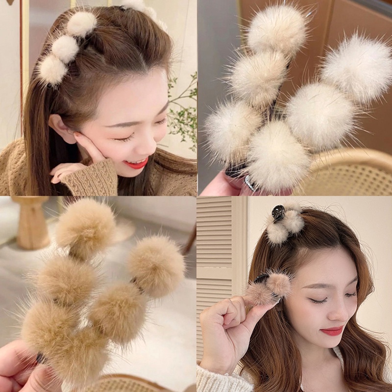 Kẹp Tóc Phối Lông Phong Cách Hàn Quốc Thời Trang Cho Nữ