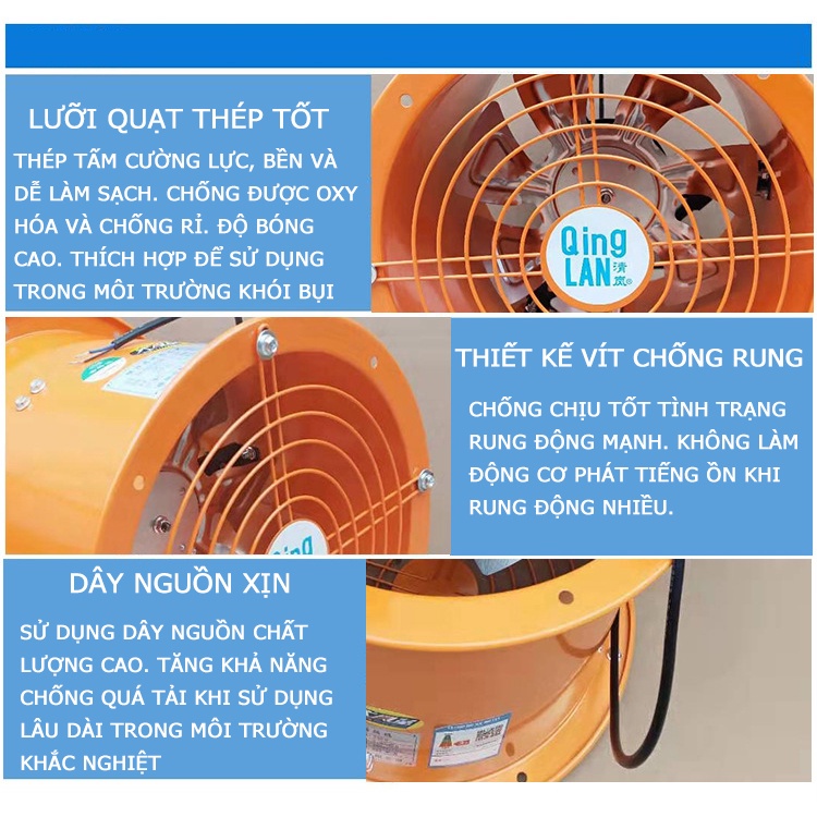 Quạt thông gió đồng trục chuyên dụng nhà bếp, kho, xưởng kích thước 8inch, 10inch, 12inch, 14inch,, 16inch - KhaliK