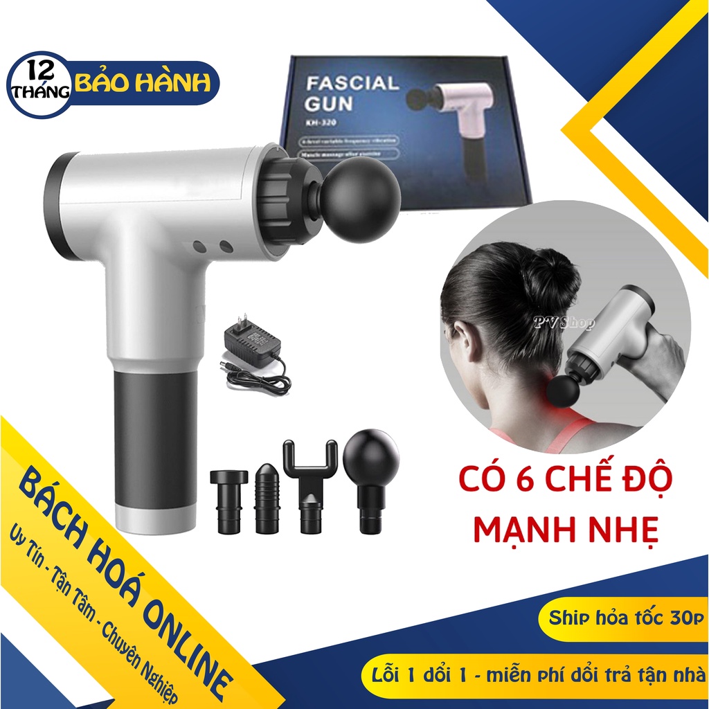 Súng Massage Cầm Tay 4 Chế Độ Rung, Máy Massage Cầm Tay FASCIA GUN- BH 12 Tháng