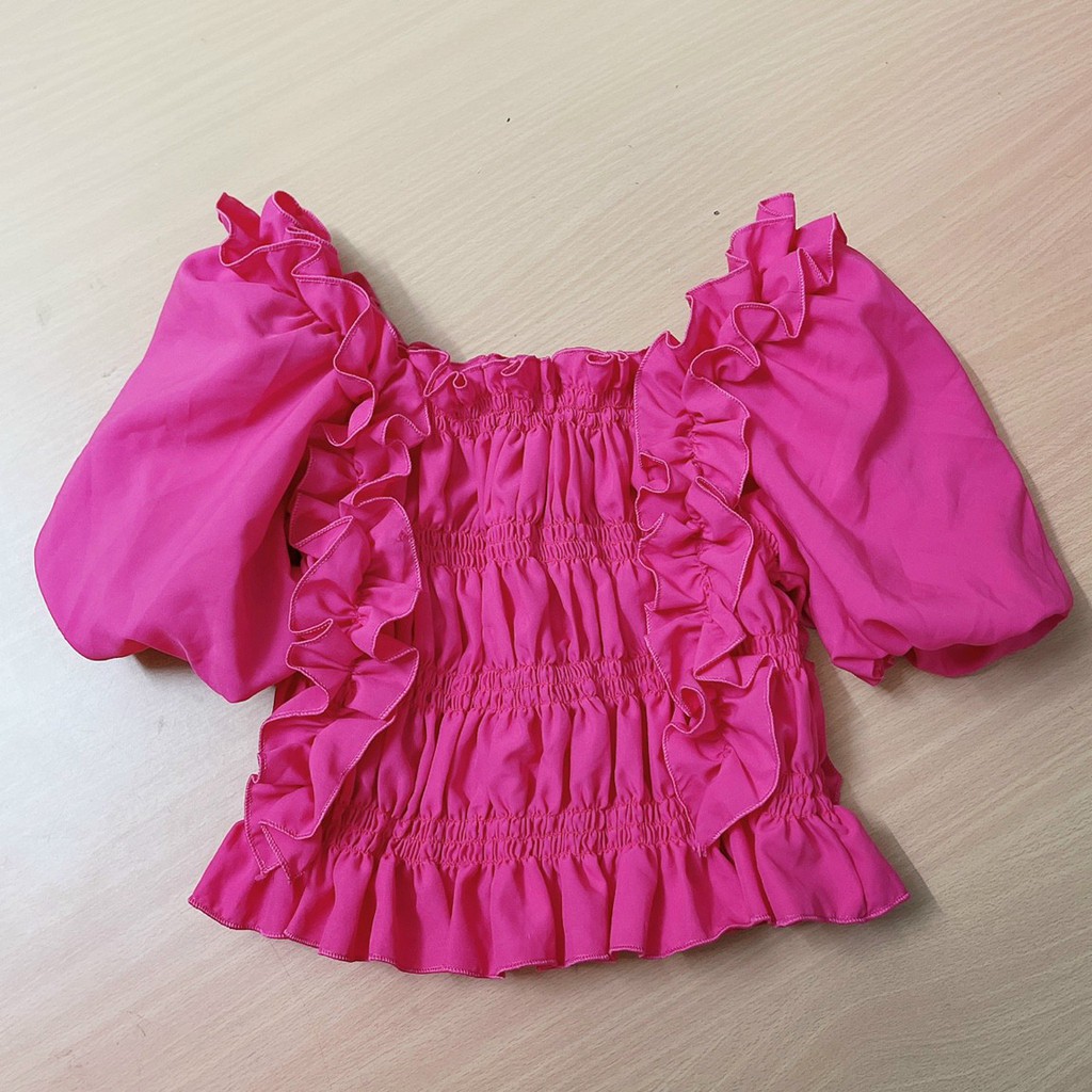 ÁO KIỂU NỮ NHÚN BÈO THÂN TAY LỠ CROPTOP THỜI TRANG-KÈM VIDEO