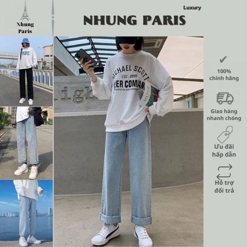 Quần Jean ống suông, rộng hottrend hàn quốc 2021 hot hit-Thời Trang Nhung Paris!