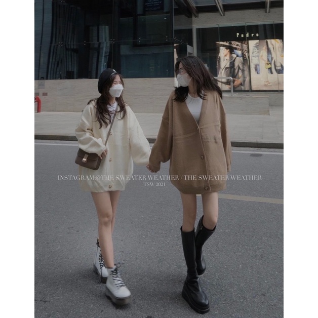 (Ảnh thật) Áo khoác cardigan len chất dày oversize thêu P the.sweaterweather TSW