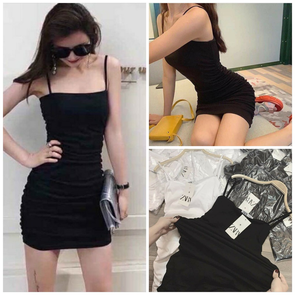Váy đầm body hai dây dúm eo SIÊU ĐẸP HD04