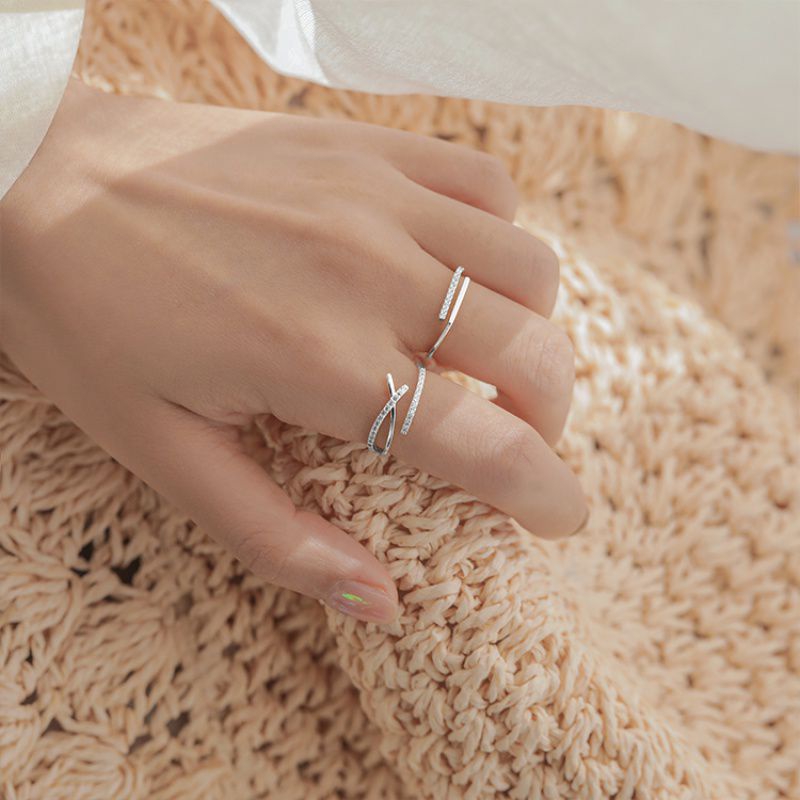 Combo 2 nhẫn bạc nữ đính đá Evasilver mẫu cá tính, chất liệu bạc ta sang trọng thiết kế tinh xảo