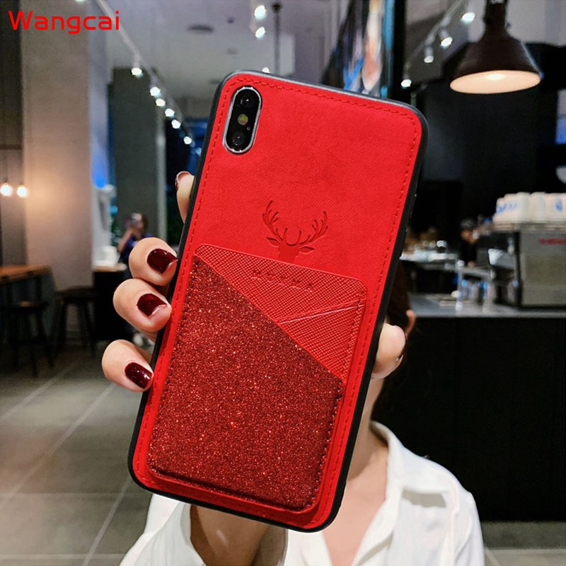 Ốp điện thoại vải mặt nhám trang trí đầu hươu cho Xiaomi Mi 9 8 Lite SE Pro 6 A2 A1 Max Mix Note 3 2 2s Pocophone F1