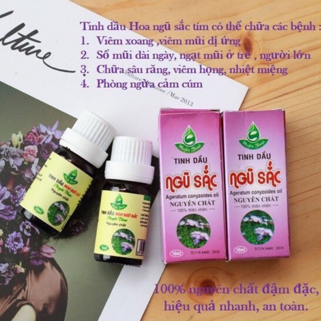 Tinh dầu hoa ngũ sắc nguyên chất thiên nhiên 10ml, tinh dầu ngũ sắc nguyên chất Huyền Thoại(tặng nước muối sinh lý 0.9%)