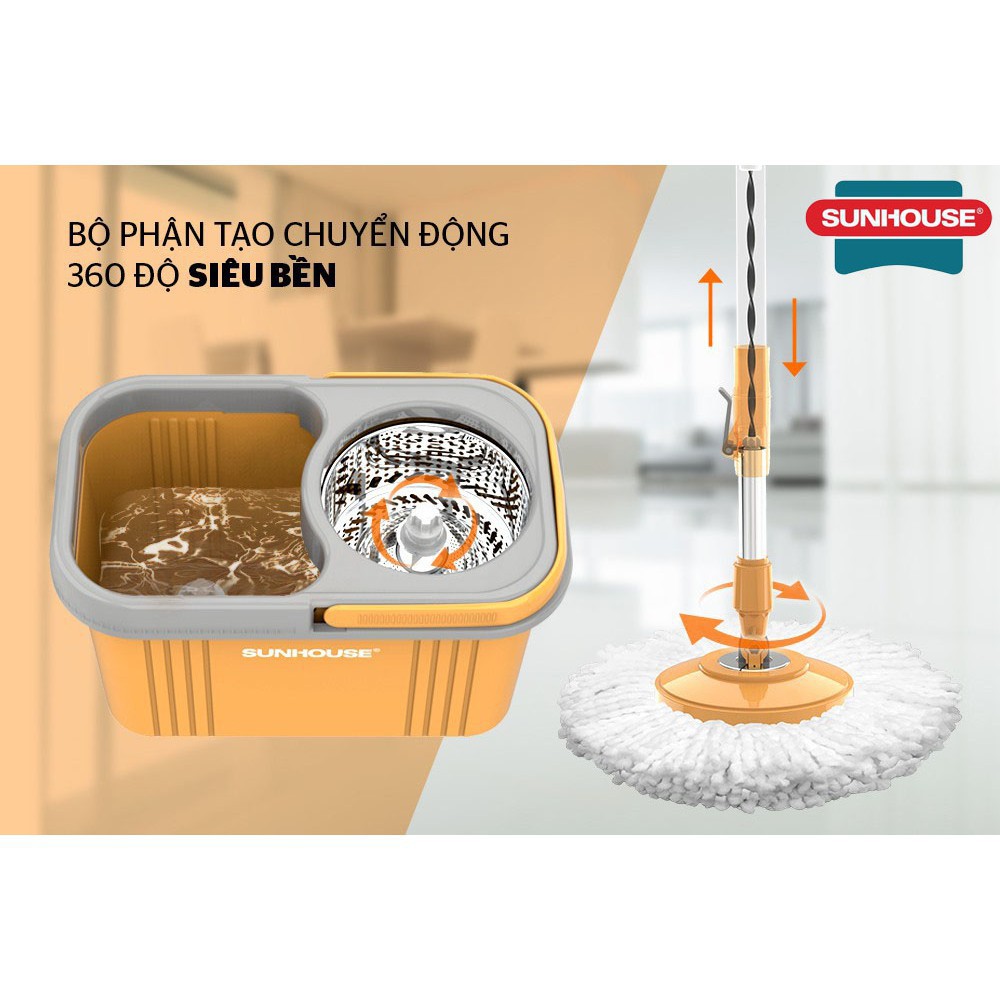 Bộ lau nhà xoay 360 độ SUNHOUSE KS-CL350PO [Hàng chính hãng 100%]