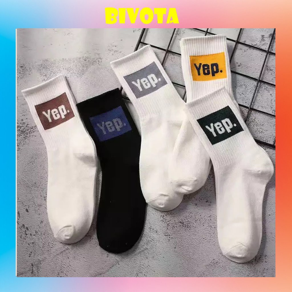 Tất cổ cao Bivota Vớ tất nữ in hình cổ cao chữ YEP cực phong cách T10