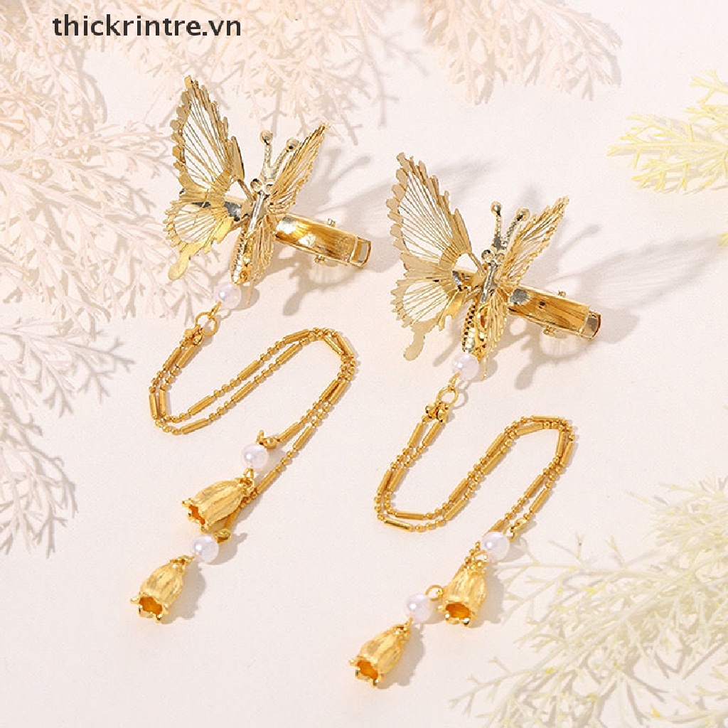 Kẹp Tóc Hình Chuồn Chuồn Đính Cánh Bướm Có Thể Di Chuyển Phong Cách Cổ Điển Cho Nữ