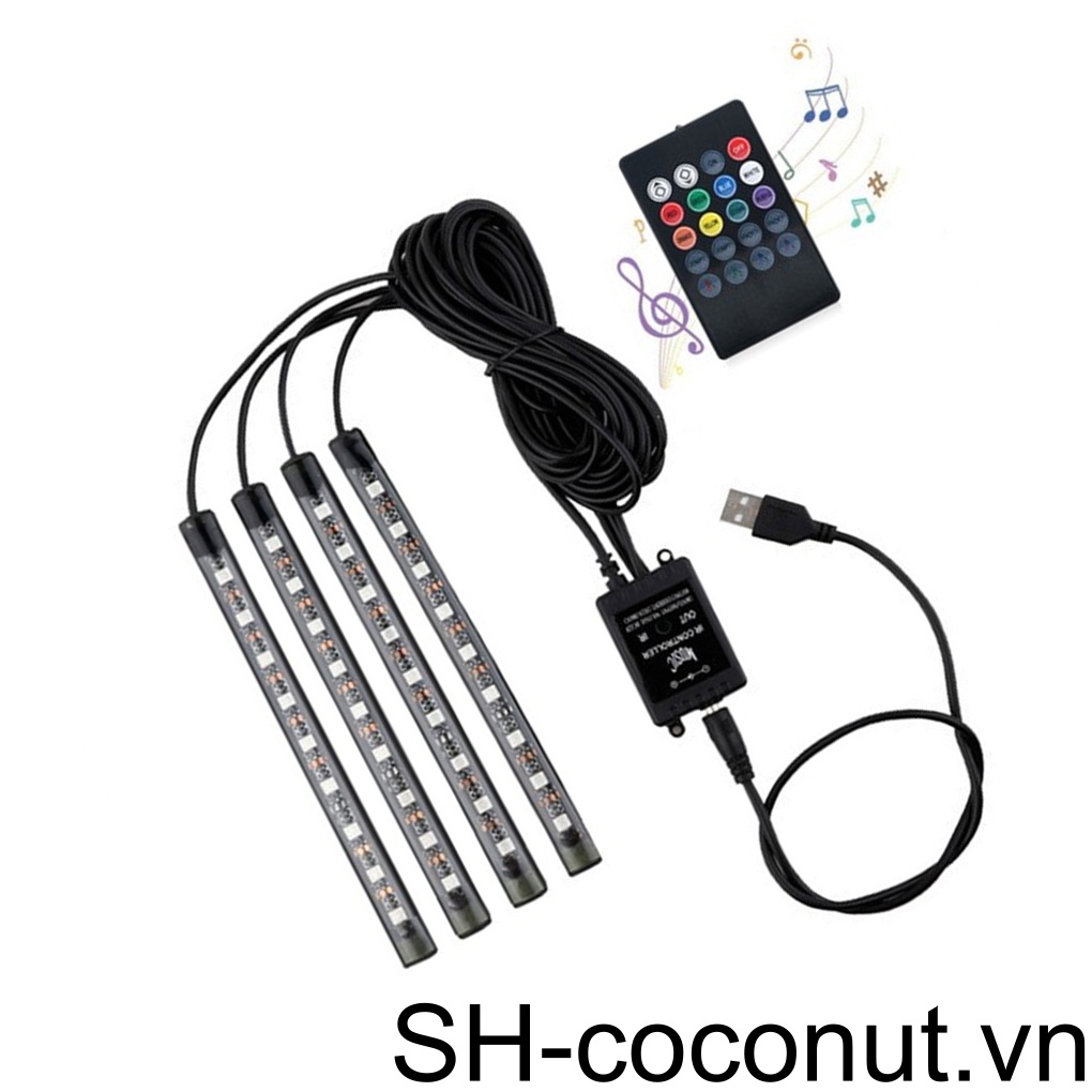 Dải Đèn LED Trang Trí Nội Thất Xe Hơi Có Điều Khiển Từ Xa
