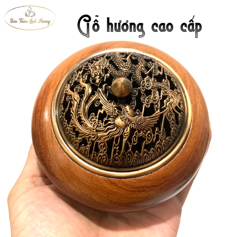 Lư Gỗ Xông Nụ Trầm Hương Đỉnh Đốt Nhang Bằng Gỗ Cao Cấp - BẢO TRẦM LINH HƯƠNG Thiết Kế Tinh Xảo Kèm Lót Chống Cháy