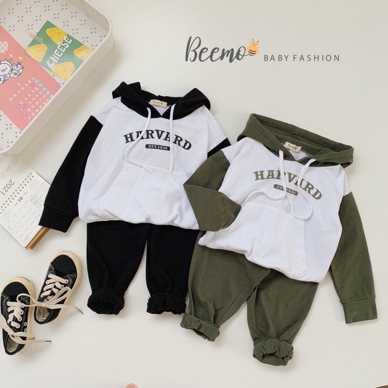 Bộ thun Hodie mũ bé trai