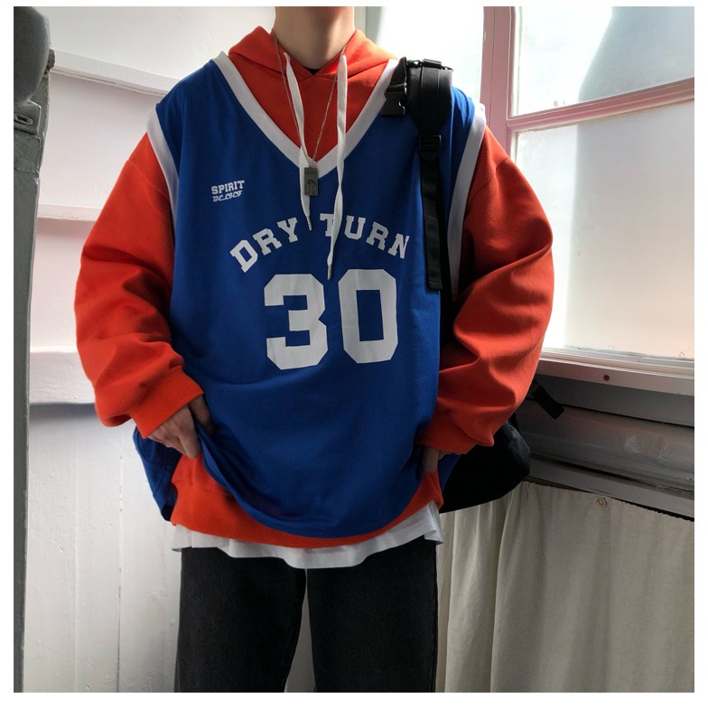 Áo hoodie nam giả 2 lớp áo bóng rổ mùa đông style hiphop cho nam | BigBuy360 - bigbuy360.vn