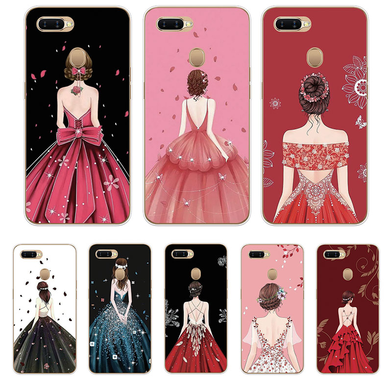Oppo A37 A39 A57 A59 A59S A3 A3S A5S A7 F1S Soft TPU Silicone Phone Case Cover Girl Back View