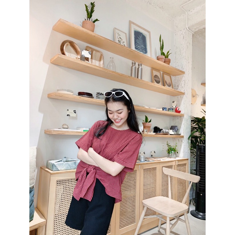 Áo vạt nơ tay ngắn CALIE STORE