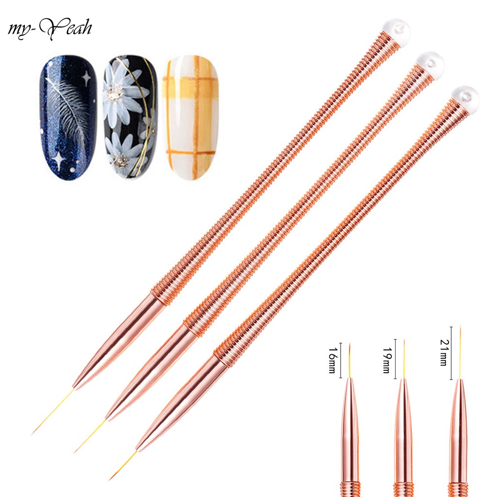 [Hàng mới về] Set 3 Cọ Vẽ Móng Tay Nghệ Thuật 16 / 19 / 21mm Tiện Dụng