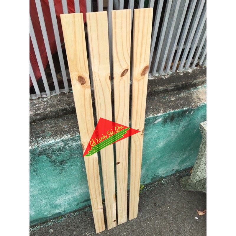 Thanh gỗ thông mới dài 1m2, rộng 6cm, dày 1cm bào láng 4 mặt láng đẹp