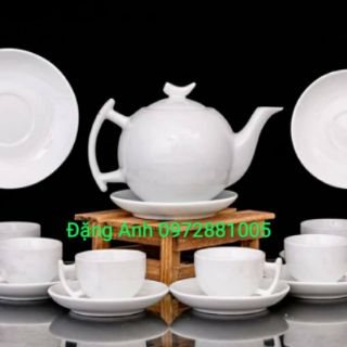 Bộ ấm chén trắng MINH LONG Bát Tràng