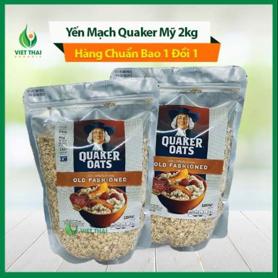 Yến Mạch Quaker Mỹ Combo 2kg - Yến Mạch Tươi Nguyên Hạt/ Cán Vỡ - Giảm Cân Ăn Kiêng Buổi Sáng Không Lo Tăng Cân