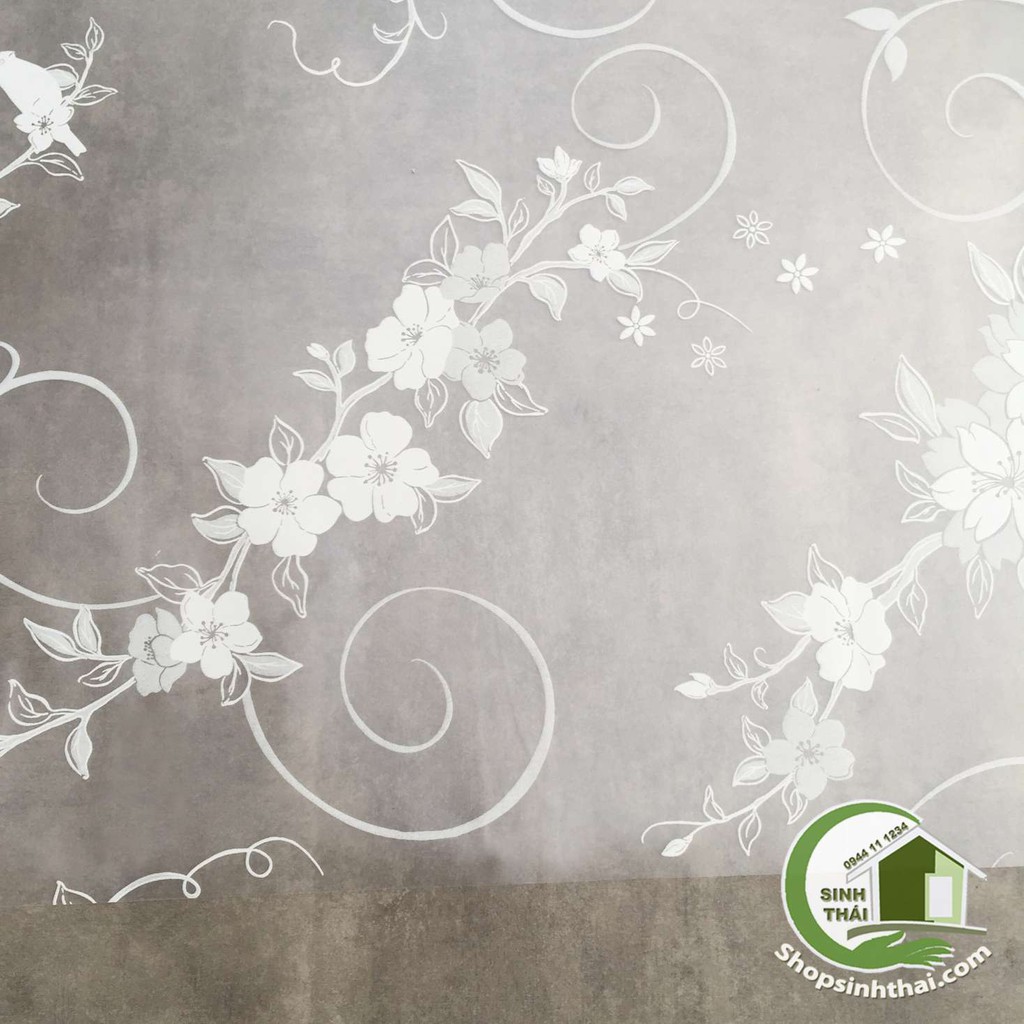 Giấy dán kính dây hoa lá màu trắng -  Cắt thành 1 tấm liền tùy theo số lần đặt