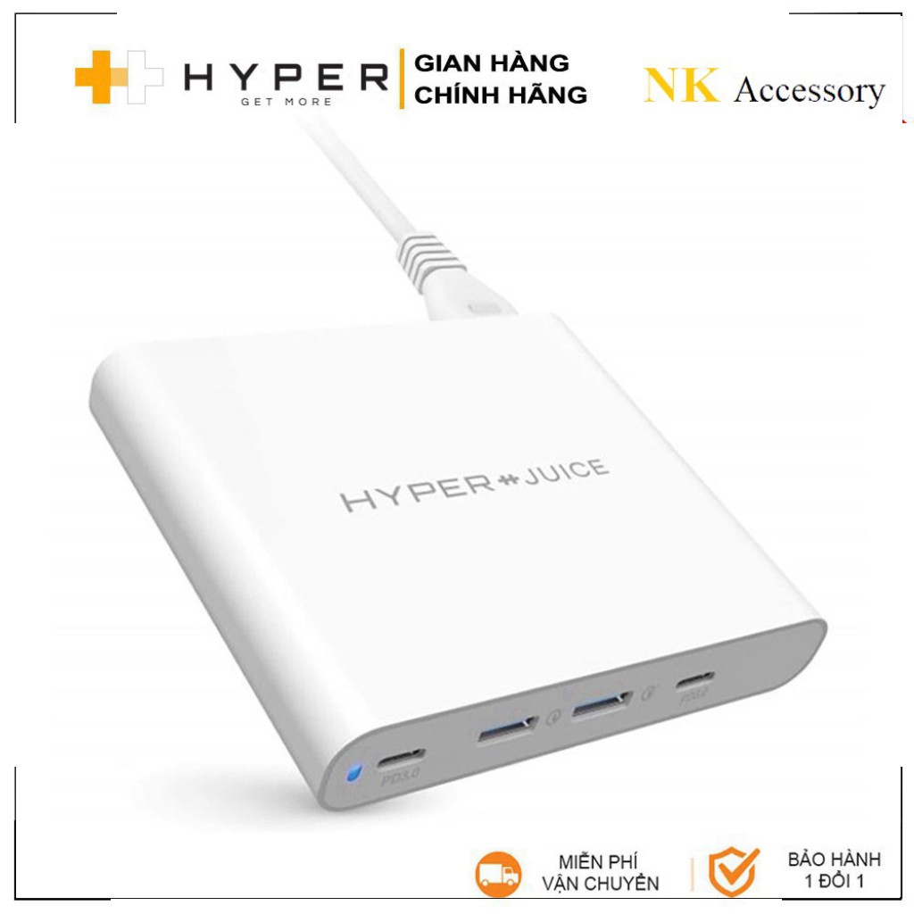 T- Sạc đa cổng Macbook HyperJuice 87W/96W dual USB-C/USB-A QC3.0 PD 87W - (HJPD87-2C2A) - Hàng Chính Hãng