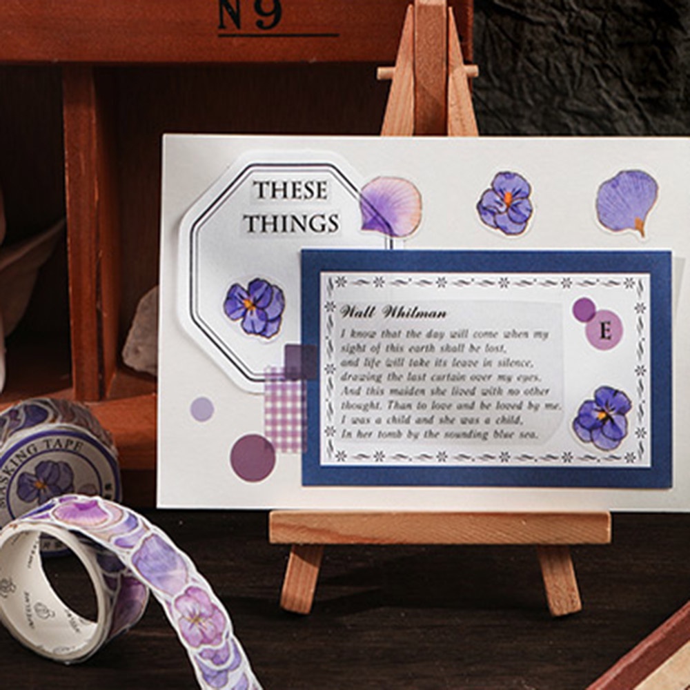 Cuộn 100 Miếng Dán Trang Trí Sổ Lưu Niệm Hình Hoa/Bướm/Bướm DIY