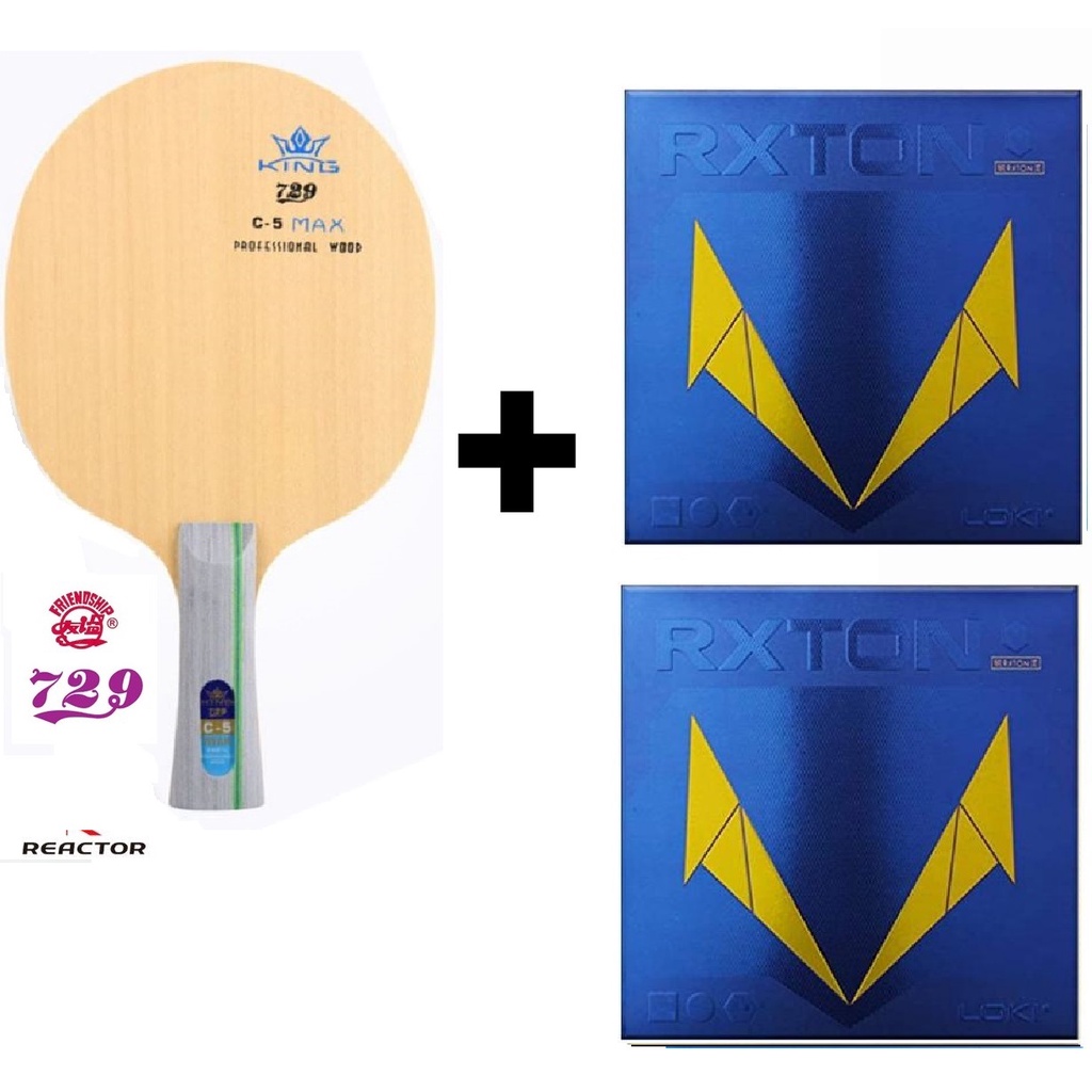 Combo vợt bóng bàn gồm cốt vợt 729 C-5 MAX và hai mặt vợt LOKI RXTON 5