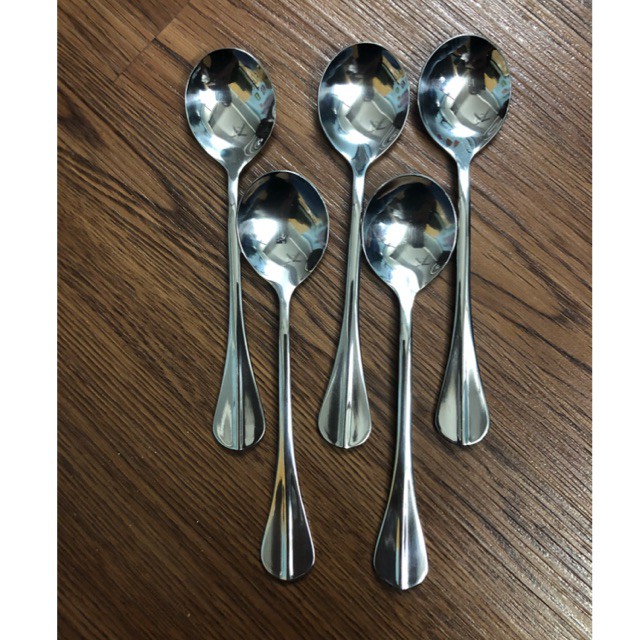Sét 5 thìa cán hình quạt 100% inox 430