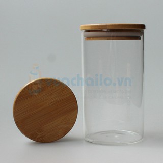 Lọ thủy tinh nắp gỗ tre 750ml