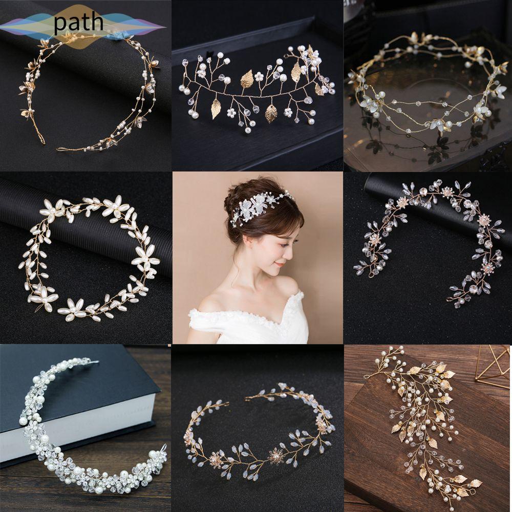 Cài tóc hình vương miện đính ngọc trai thủ công cho cô dâu