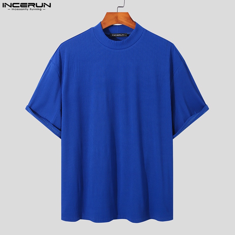 Áo thun trơn Incerun cổ tròn màu thời trang mùa hè dành cho nam giới