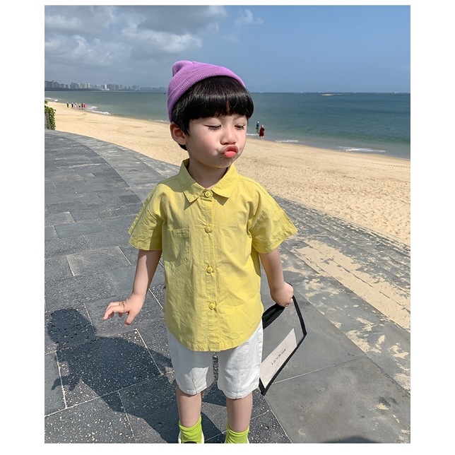 Áo sơ mi cộc tay basic bé trai-MS120