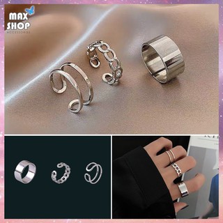 Set 3 nhẫn thời trang phong cách Unisex đơn giản cho nam nữ