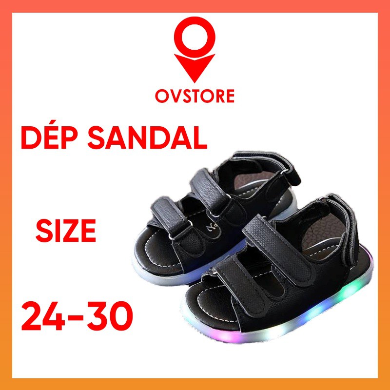 Dép Sandal Tập Đi Quai Dán Đế Gắn Đèn LED Cho Bé D04