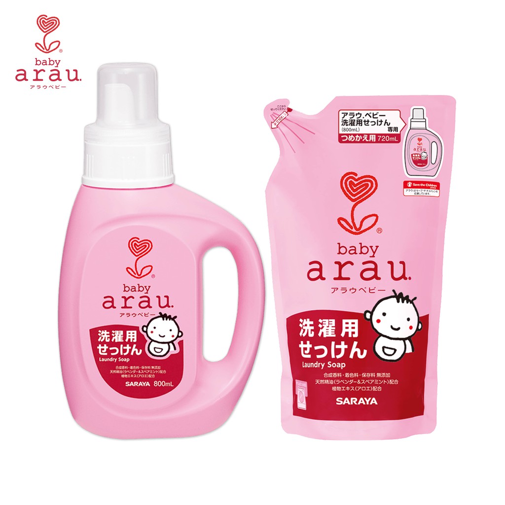 Combo Nước giặt đồ trẻ em Arau Baby bình 800ml + túi 720ml