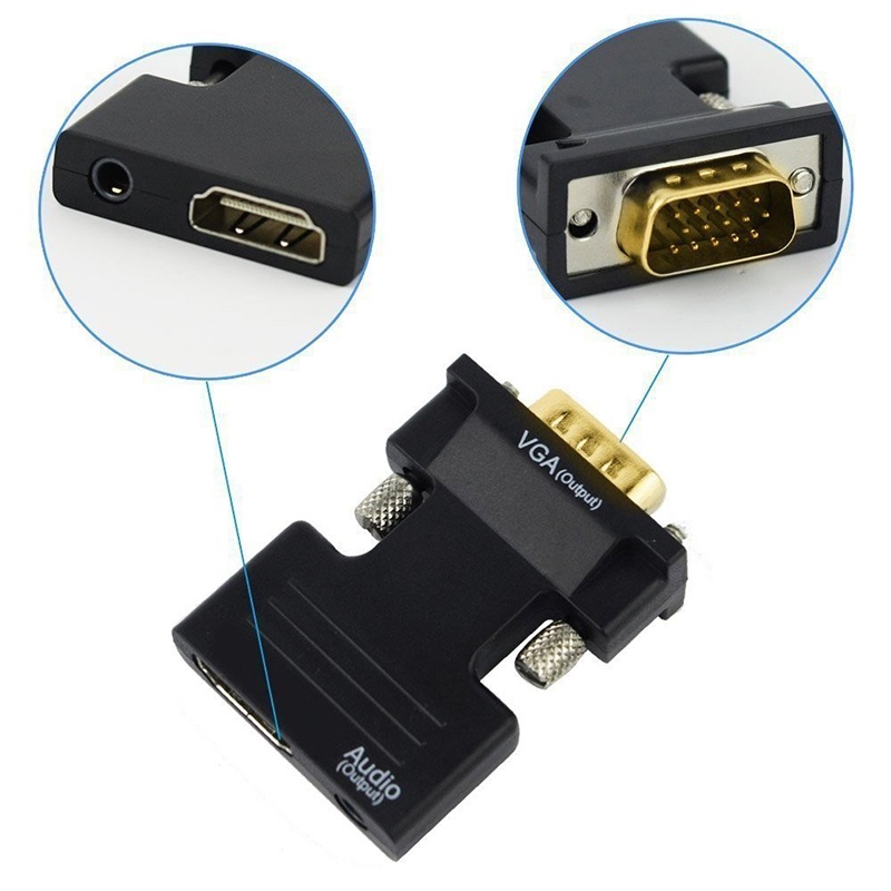 Cáp ChuyểN ĐổI Âm Thanh HDMI Sang VGA 3.5mm 1080P FHD Cho PC / Laptop / MáY ChiếU