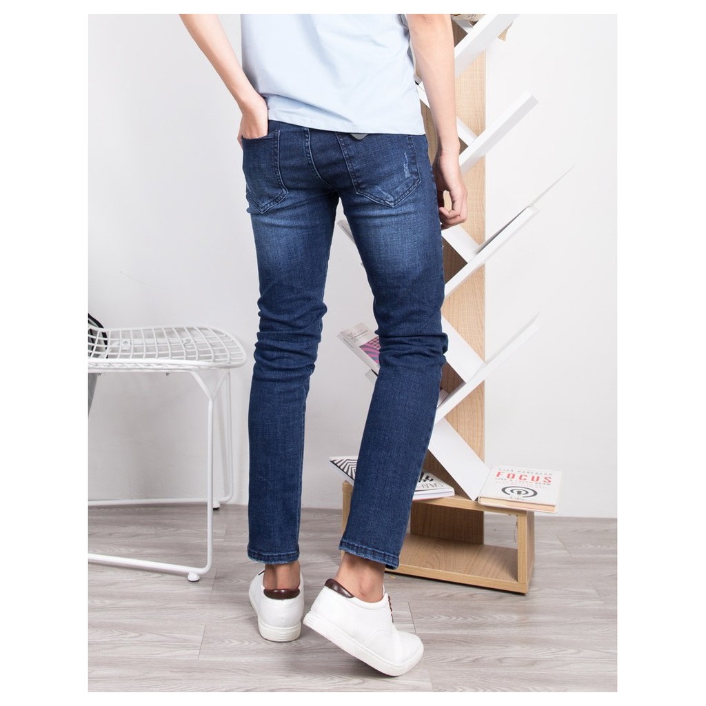 quần jean nam xanh cào xước nhẹ chất jean giãn tốt loại 1 d1/0116
