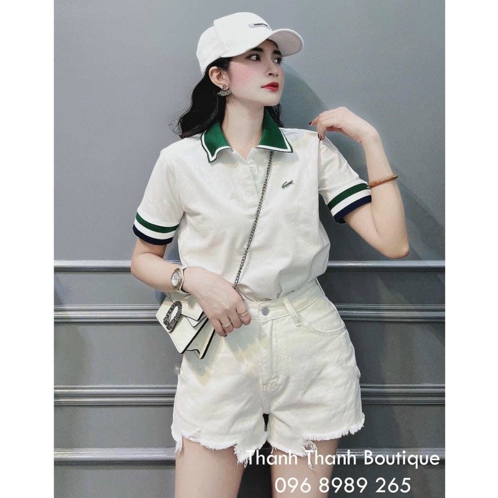 Áo polo cổ XANH nữ phông cộc tay, vải cotton mềm mát co giãn thiết kế size SML.